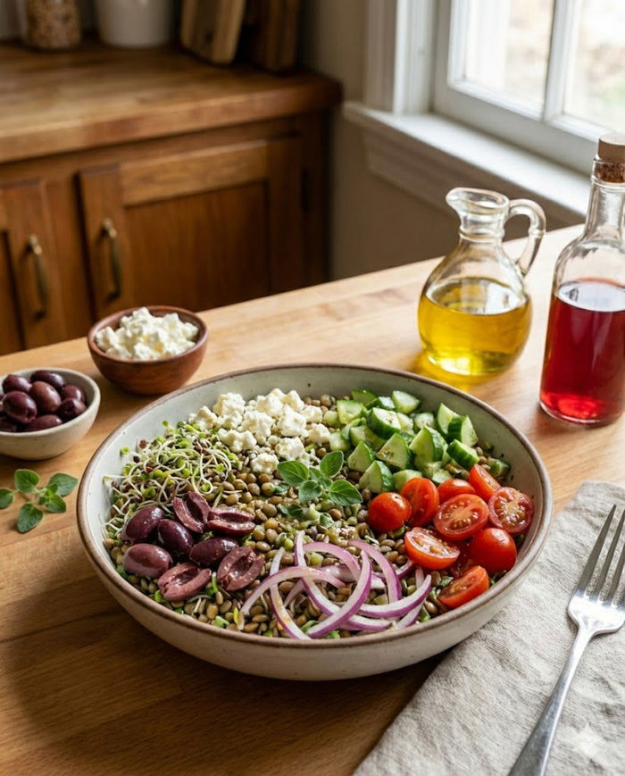 Mediterranean Lentil & Feta Bowl Recipe