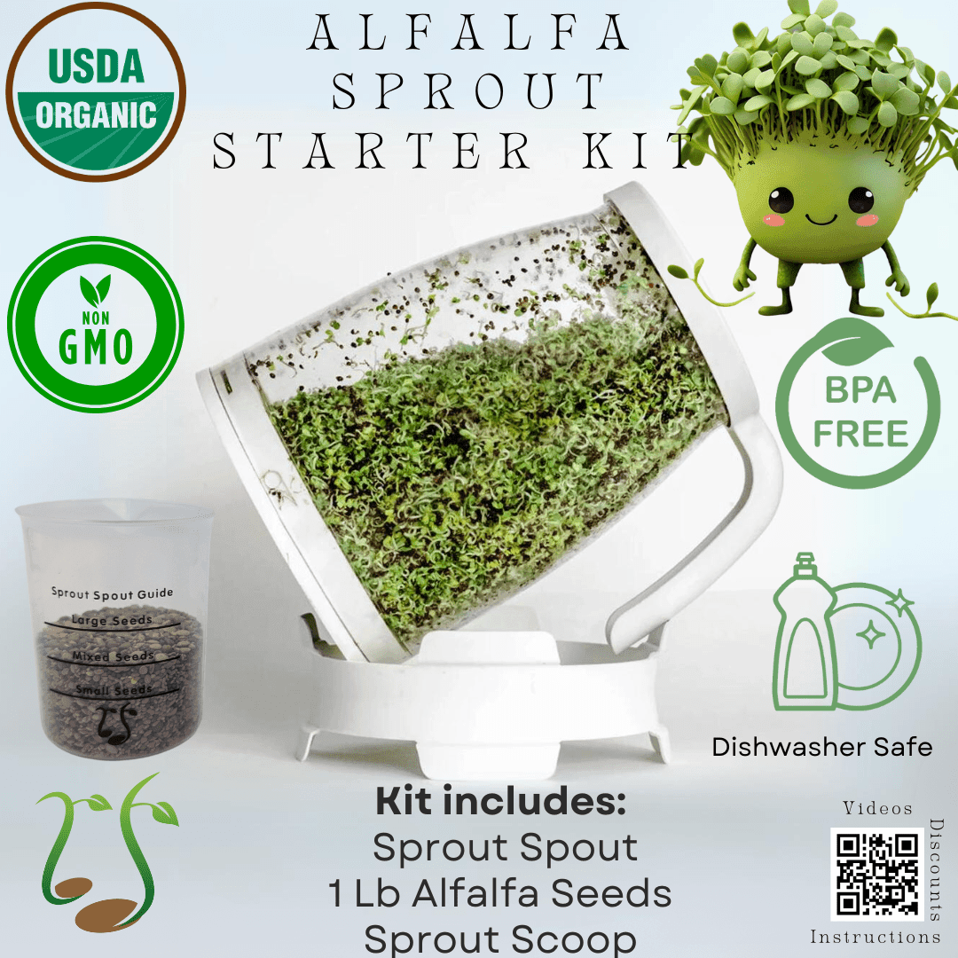 Sprout Spout Alfalfa Starter Kit: Free Shipping + Sprout Scoop - Sprout Spout