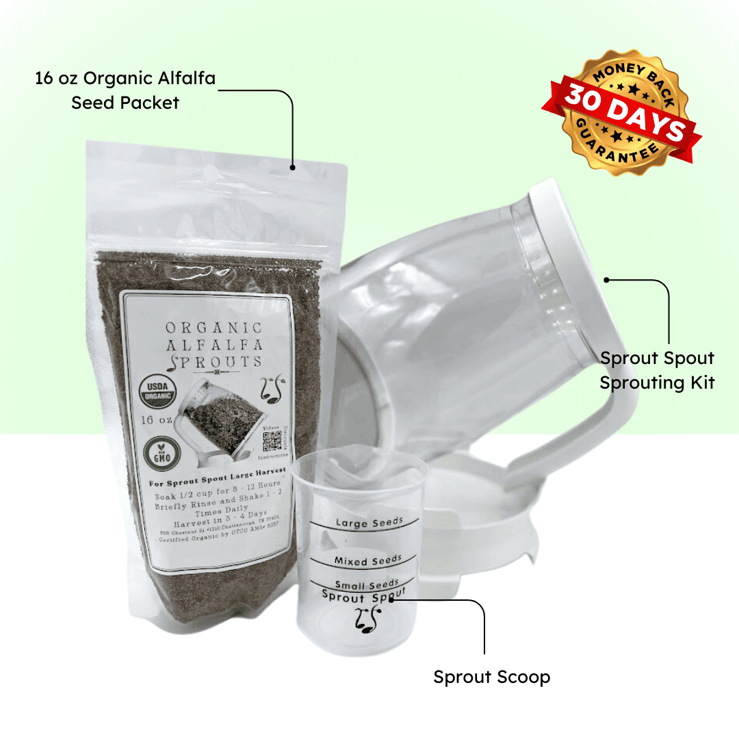 Sprout Spout Alfalfa Starter Kit: Free Sprout Scoop - Sprout Spout