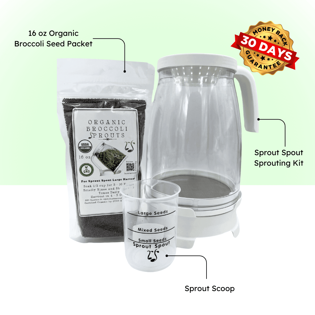 Sprout Spout Broccoli Starter Kit: Free Sprout Scoop - Sprout Spout