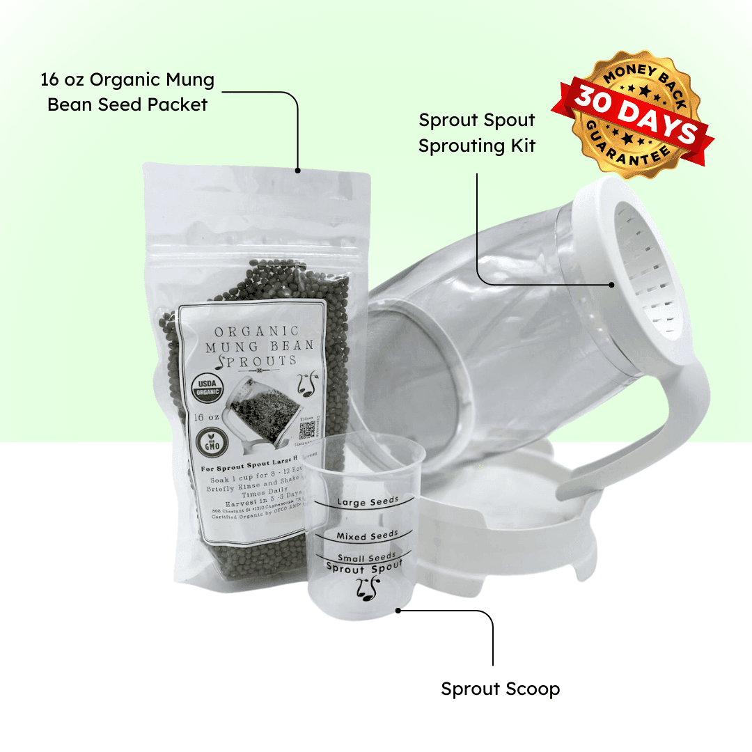 Sprout Spout Mung Bean Starter Kit: Free Sprout Scoop - Sprout Spout
